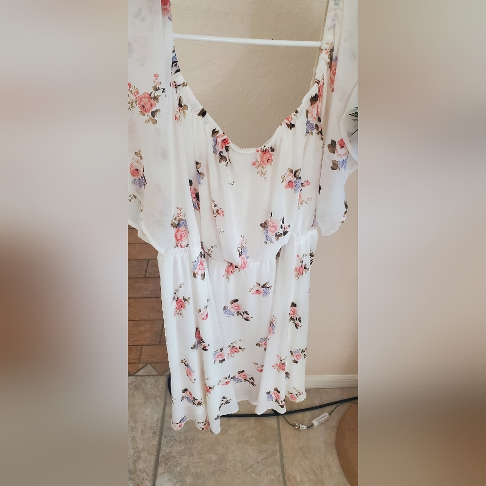 Knee length white floral dress